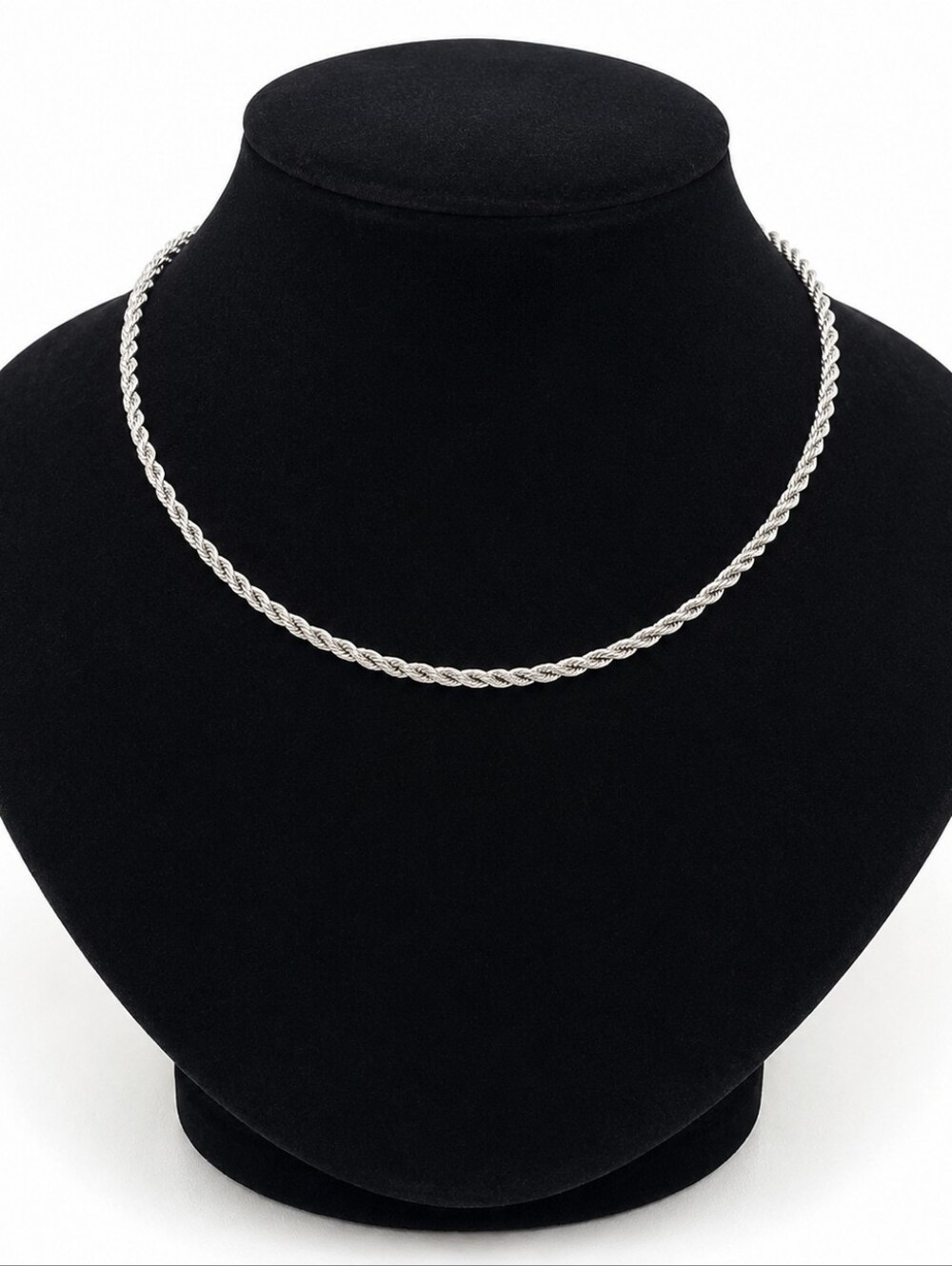 Vintage Signed "Trifari Pat Pending"  Twisted Rope Chain Necklace 12 Inch Choker